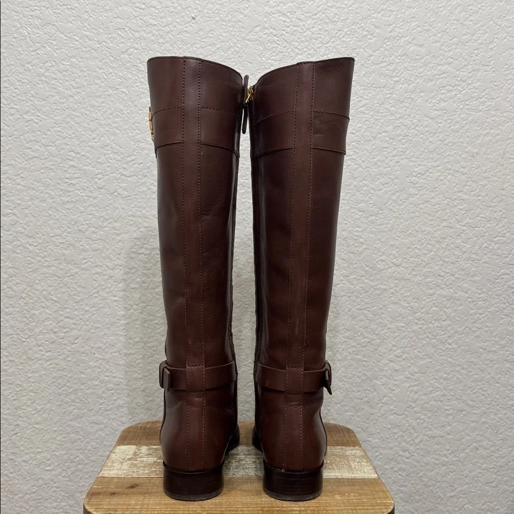 Tory Burch Everly Leather Riding Boots Size 6.5 Brown